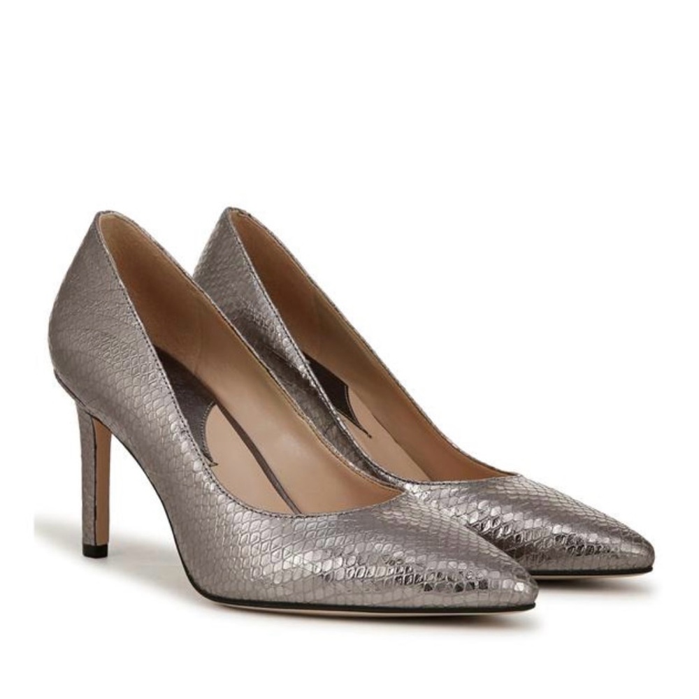 NWOT 27 EDIT Naturalizer Adele Pointed Toe Pump - Pewter Snakeskin Size 7M
